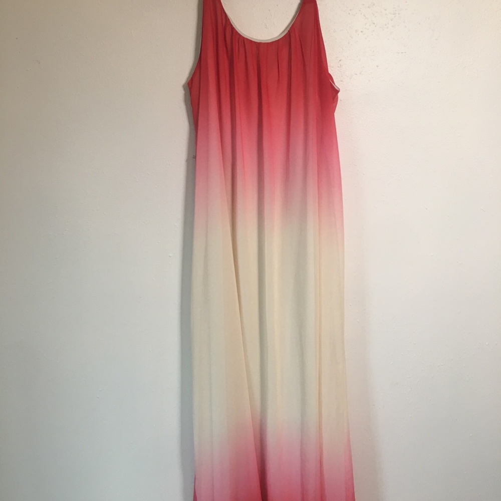Coral gradient/ombré cream dress